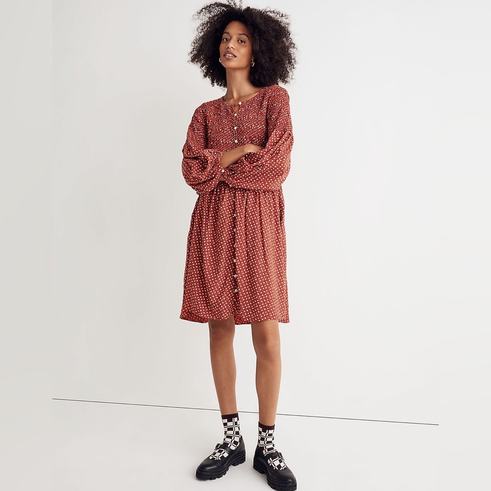 Madewell, Button-Front Mini Dress in Tiny Daisy, Small